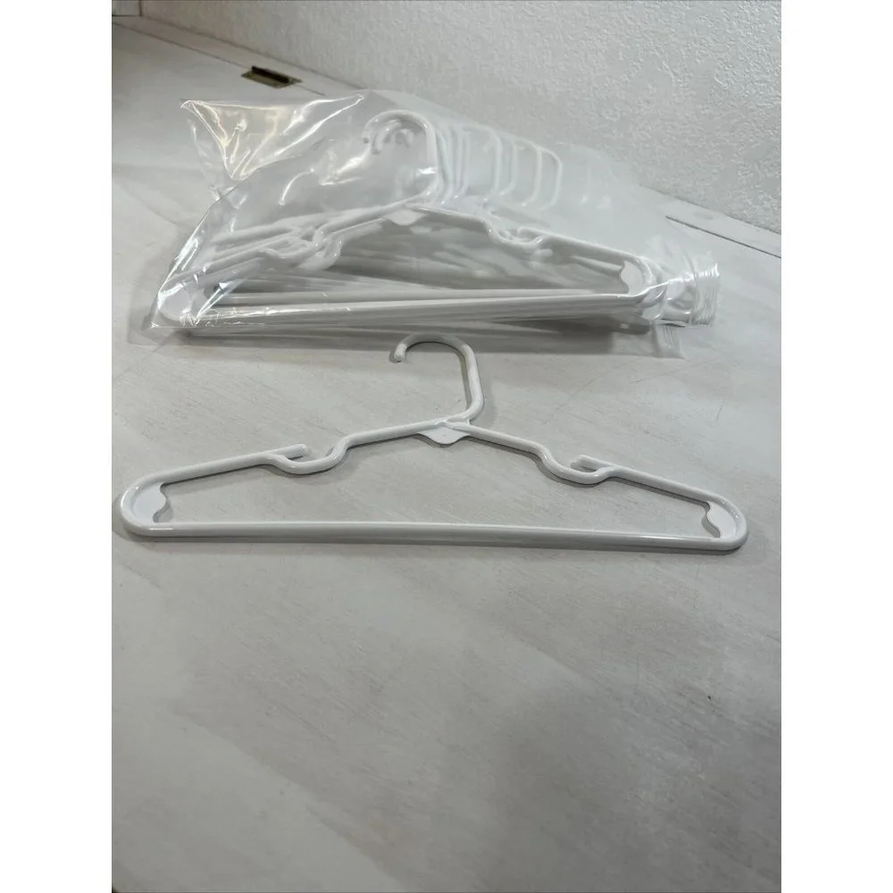 Children's Kids Plastic Clothes Hangers Lot 12  Tubular Hangers White